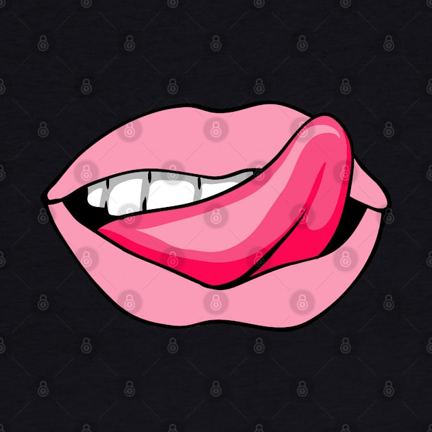 Artistic Abstract Pink Pattern Lips with Pink Tongue - by Iskybibblle by iskybibblle